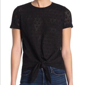 Madewell Modern Tie-Front Geometric Eyelet T-Shirt